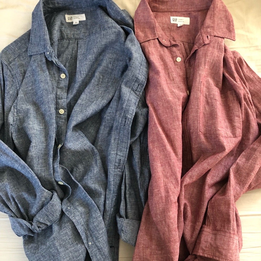 Bundle Of 2 Gap Linen Button Downs, Never Worn - image 1